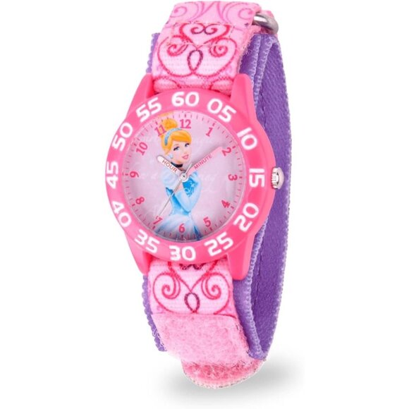 NWT - Disney Princess Kids' Plastic Time Teacher Analog Quartz Nylon Strap Watch - Picture 1 of 15